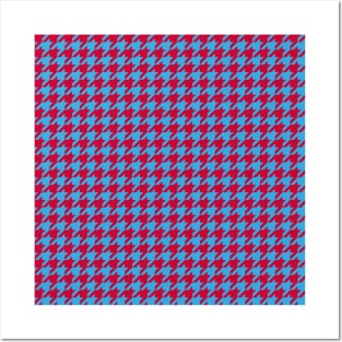 Houndstooth Plaid Magenta Blue Posters and Art